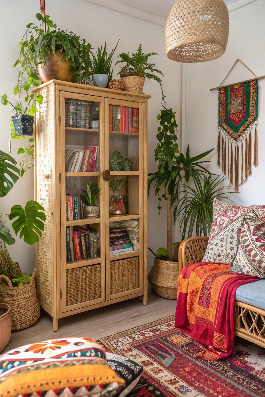 Rattan cabinets seamlessly combine style and function.