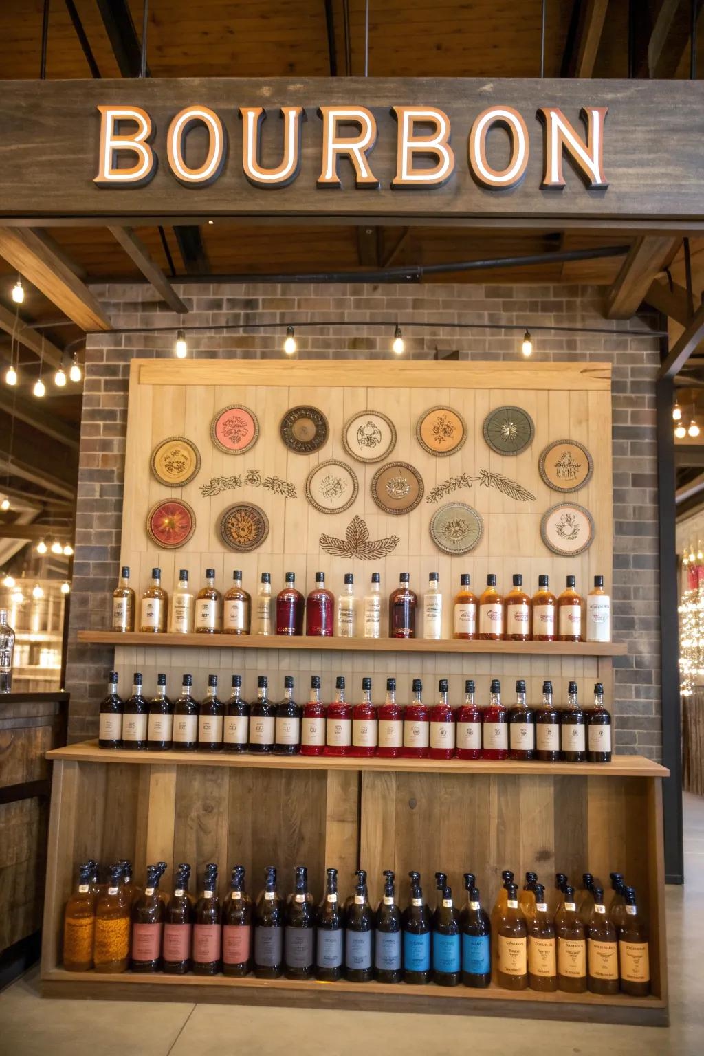 Themed decorations add personality to your bourbon display.