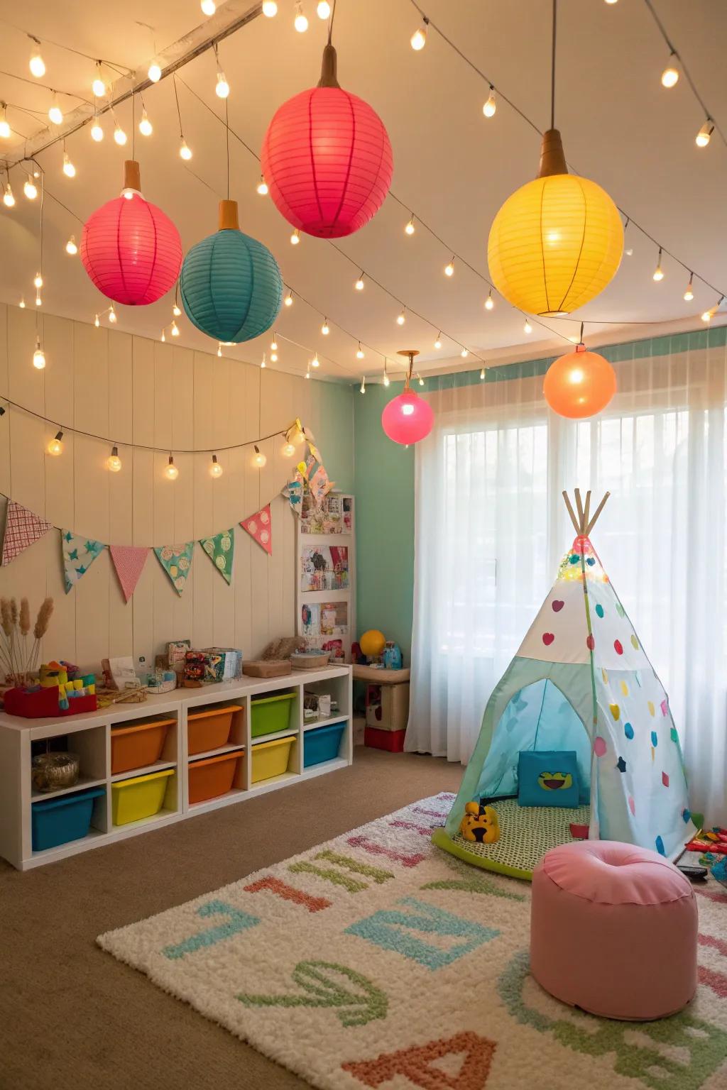 Unique illumination that adds a magical element to the playroom.