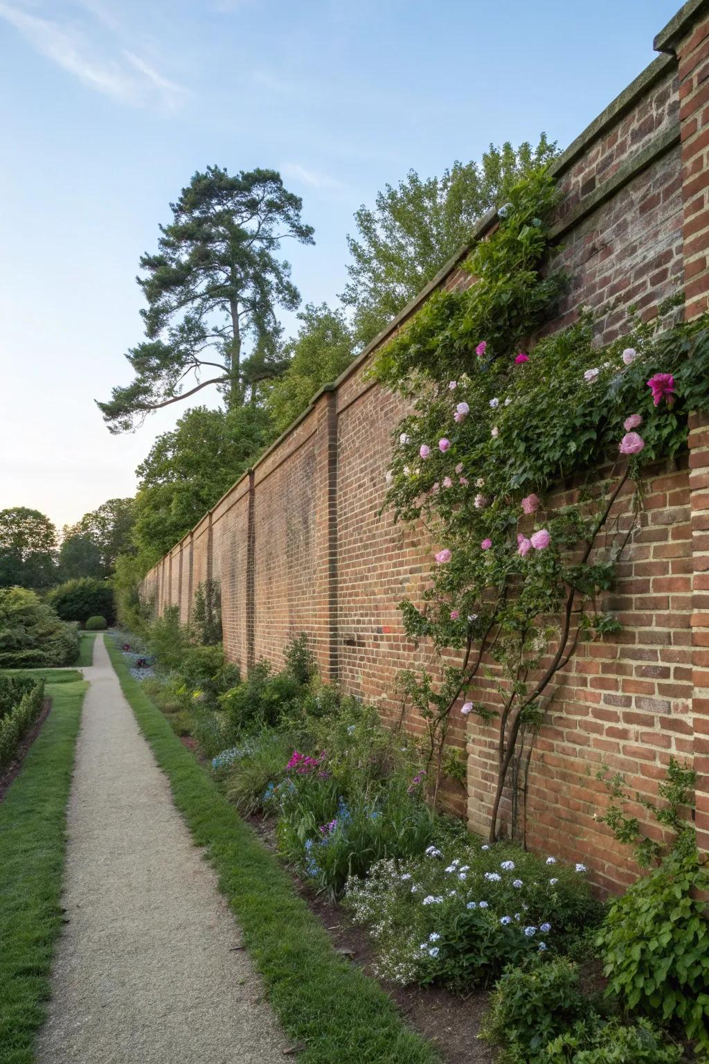 An elevated brick wall guarantees seclusion and tranquility.