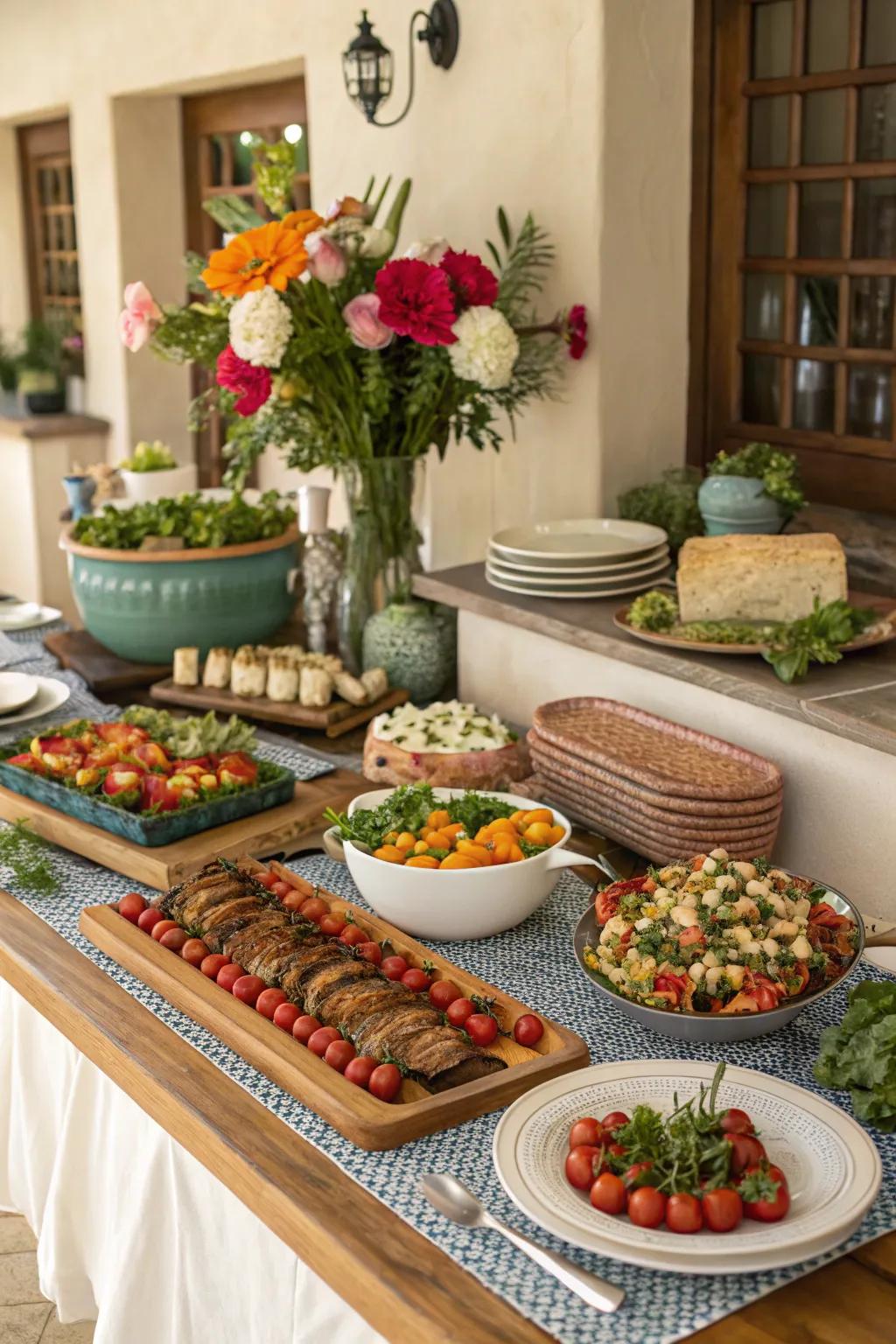 A themed buffet, appealing both aesthetically and gastronomically.