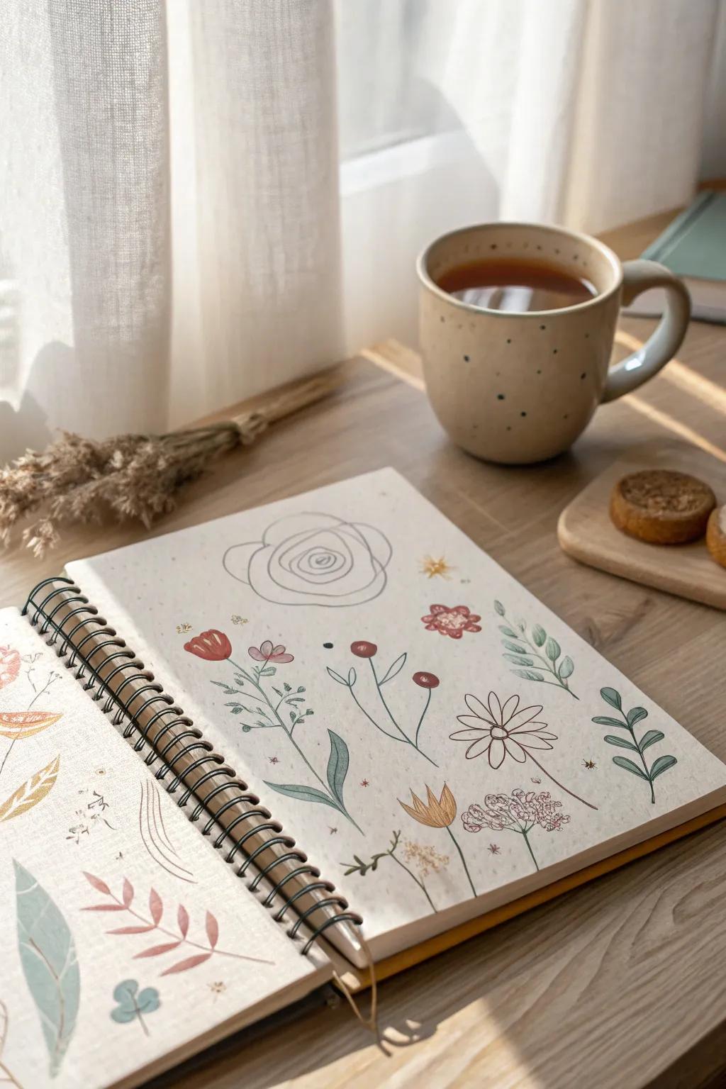 Let your creativity flow with whimsical doodles in your bullet journal.