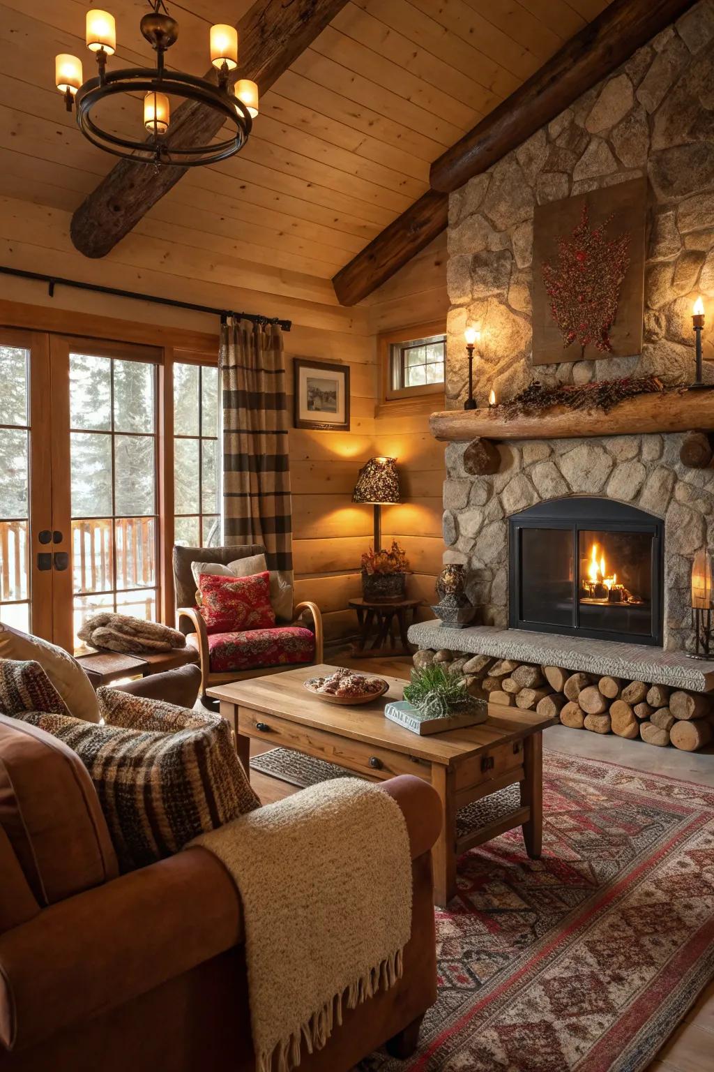 A warm color scheme in natural shades creates a welcoming atmosphere.