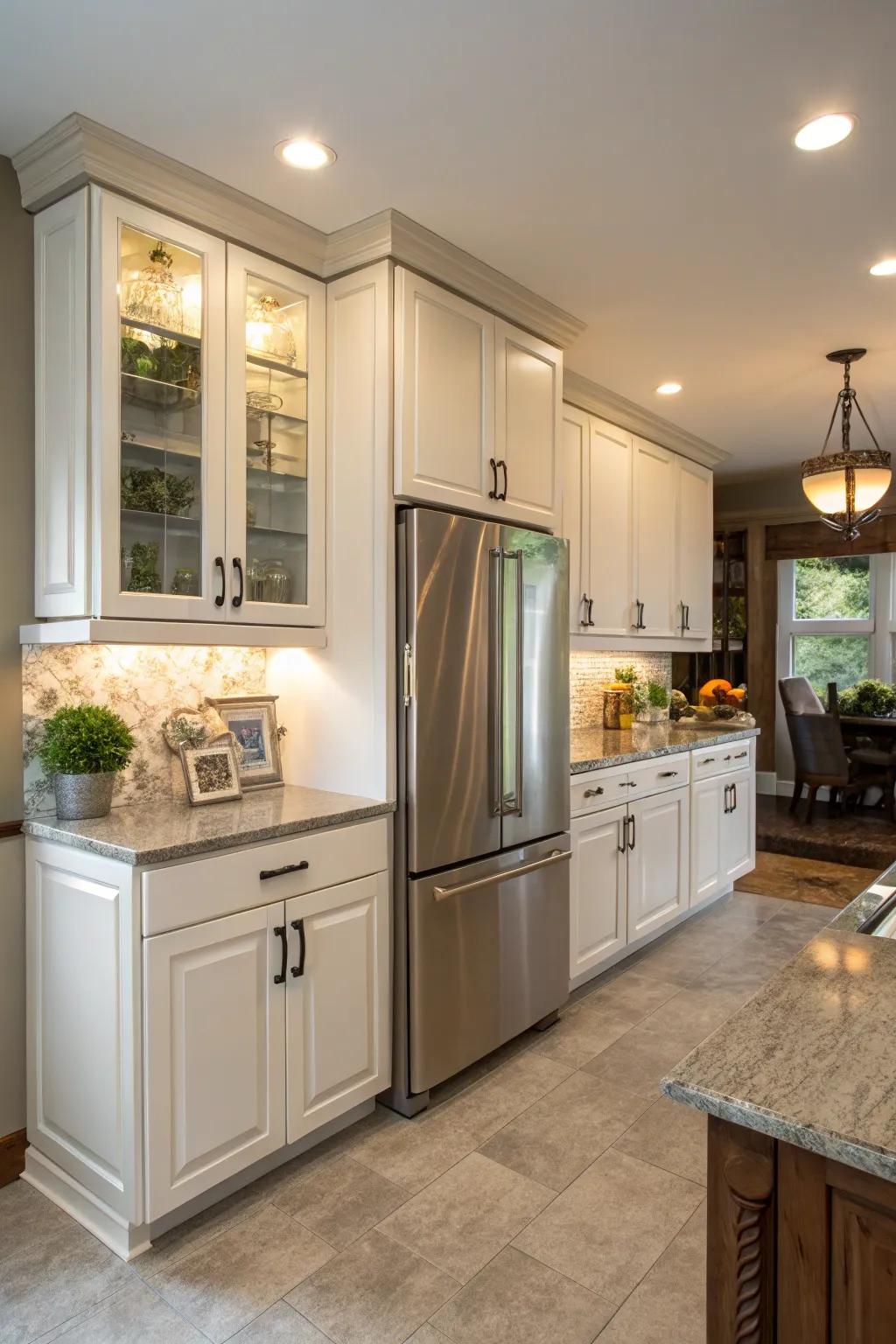 Custom cabinets offer a unified and personalized look.