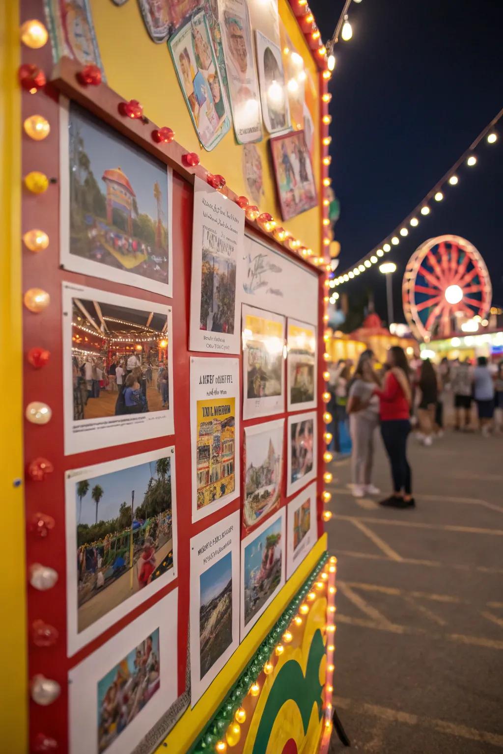 Carnival games depicted on the board inspire nostalgia and thrill.