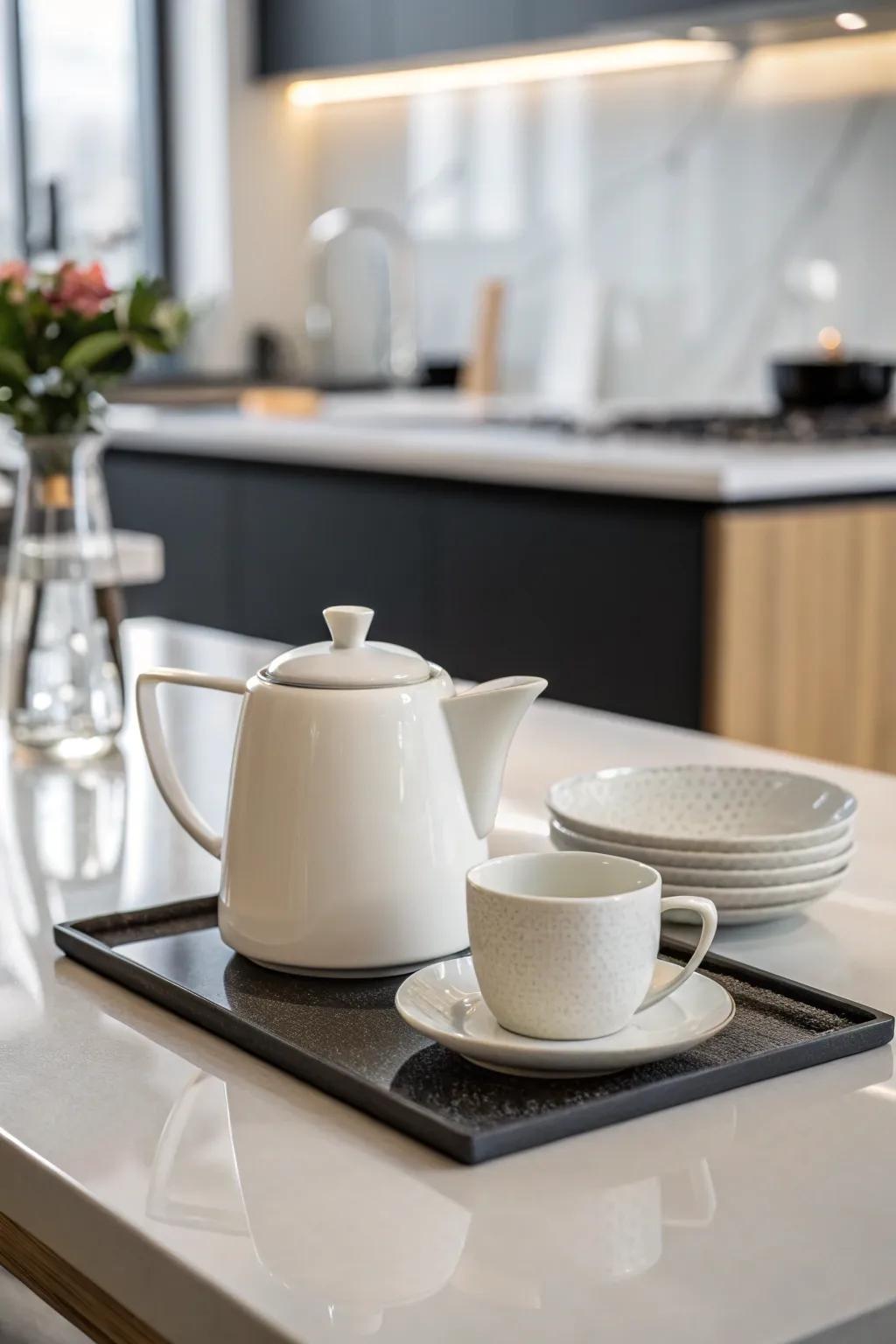 Simplicity in design defines this minimalist teapot.