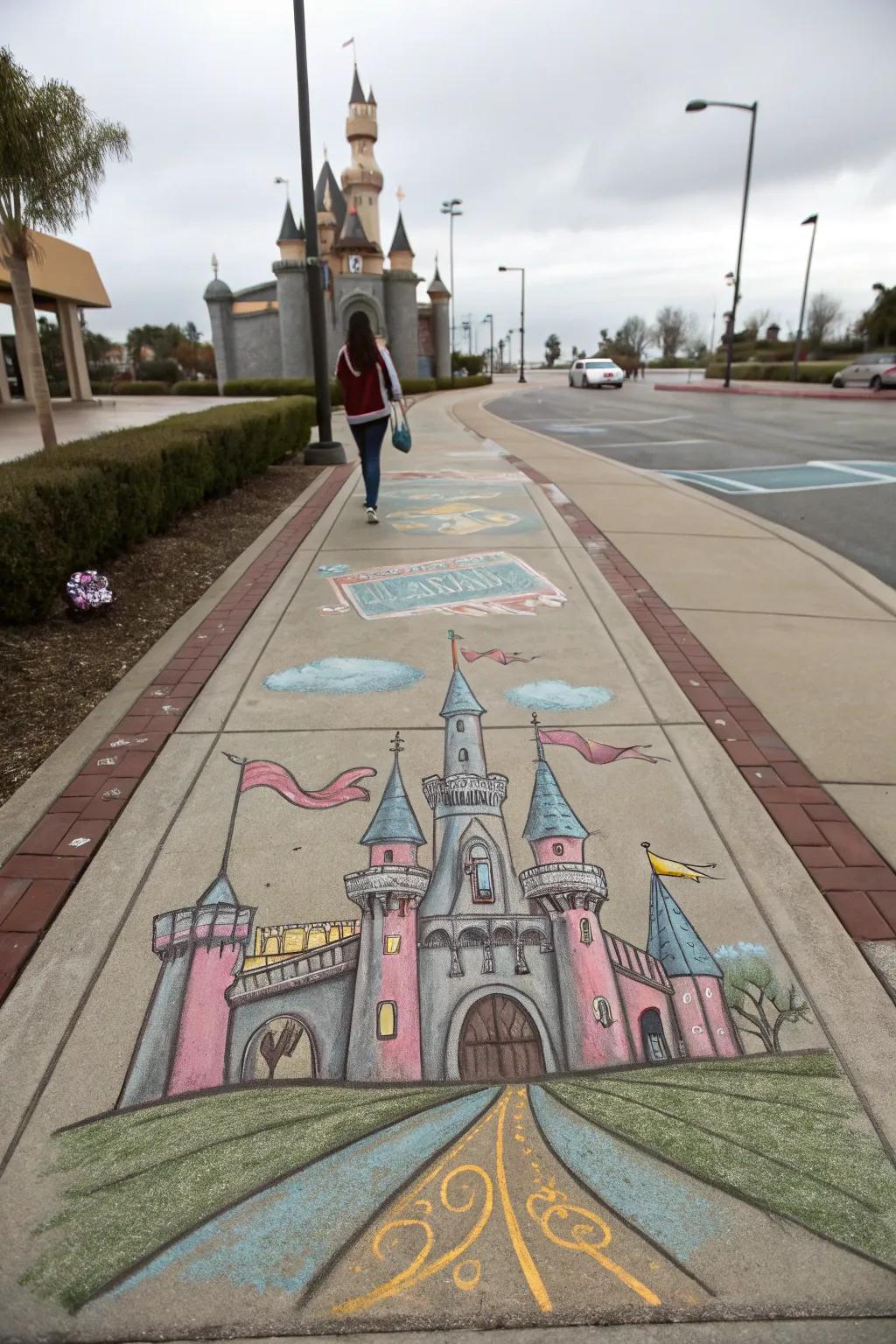 An alluring crayon-drawn castle ideal for fairy tale dreams.