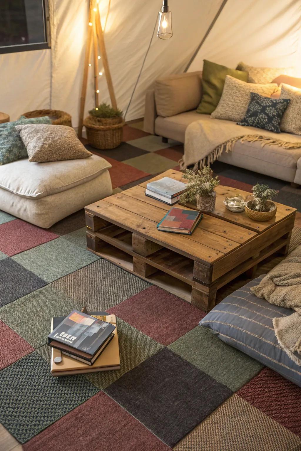 Carpet tiles: mix and match for a personal touch.