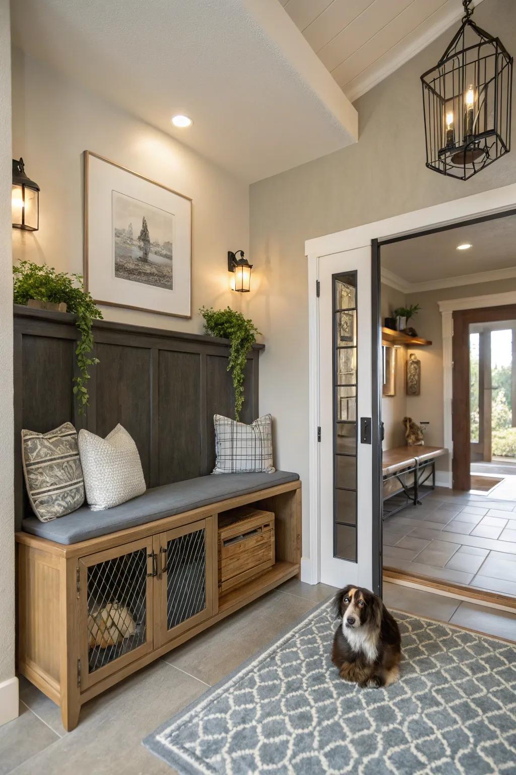 With a stylish kennel integration, you can maximize entryway space.