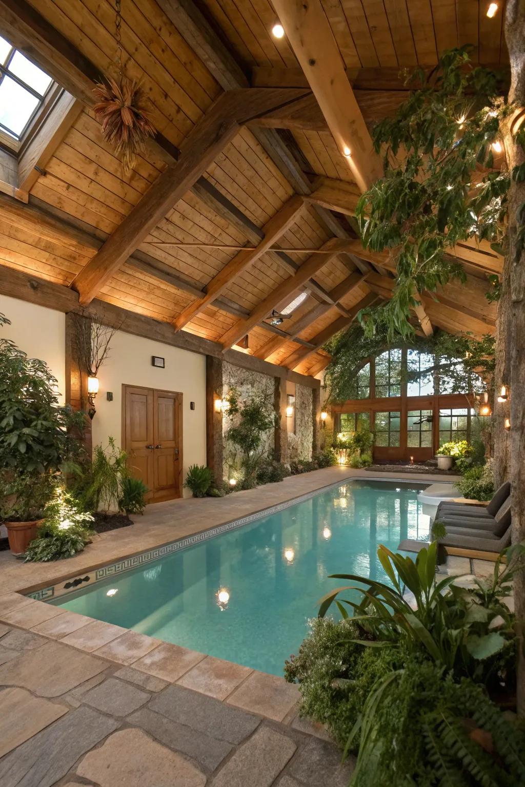 Wooden elements infuse your pool area with warmth and personality.