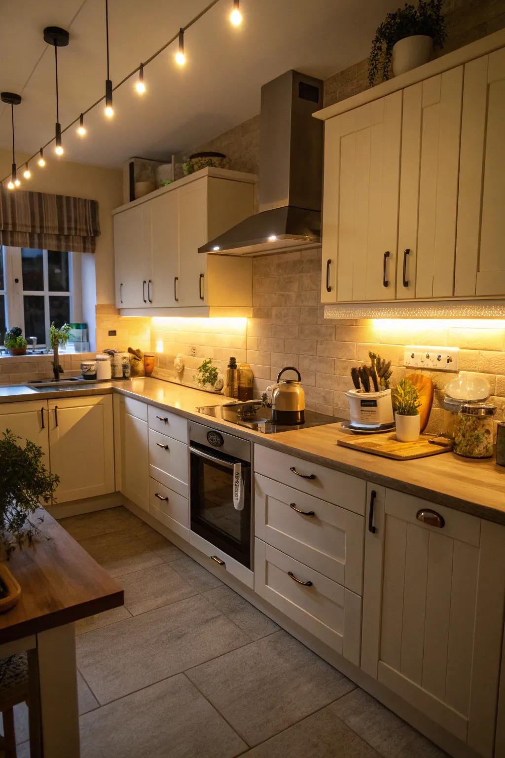 Practical lighting catering to work and ambiance.