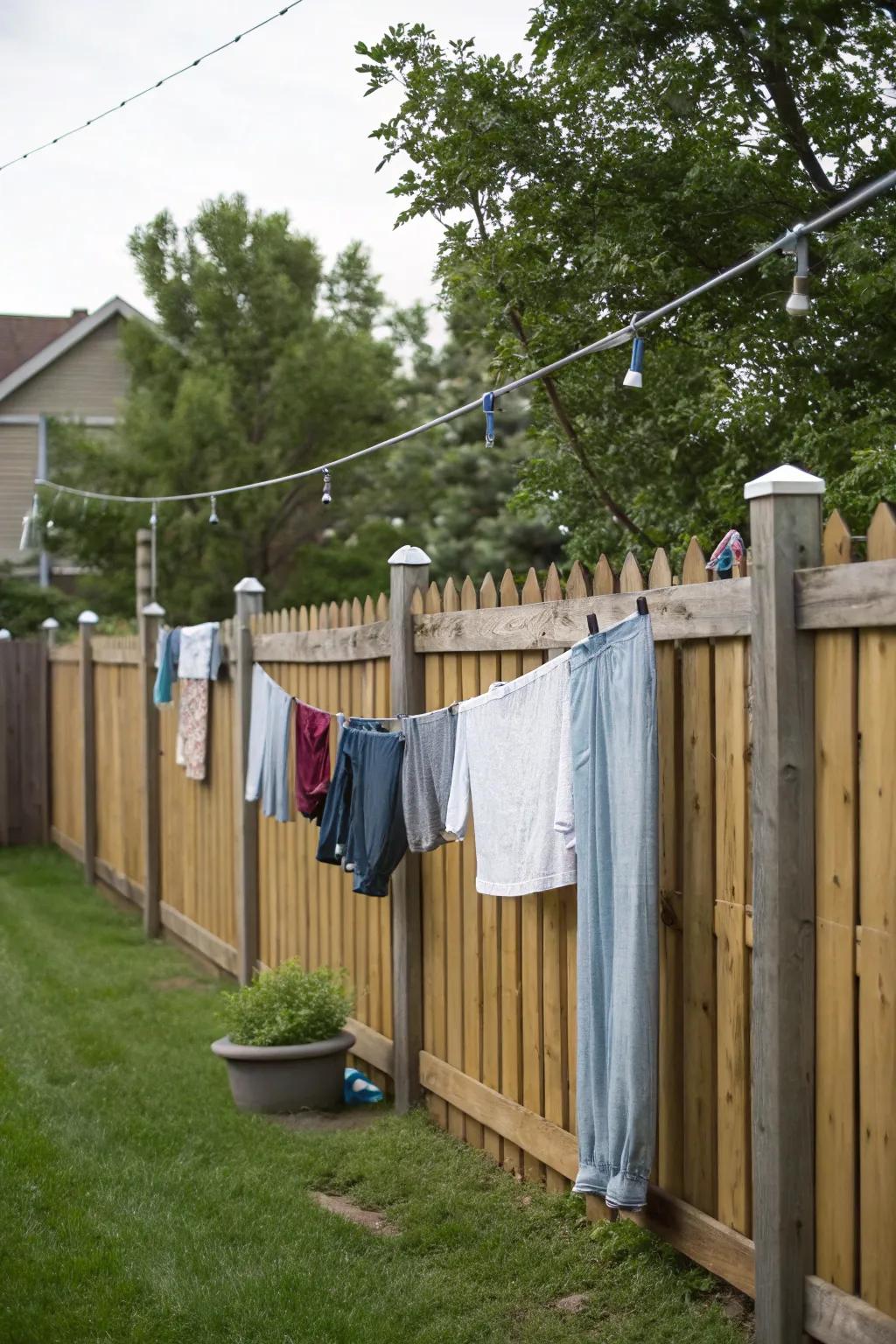 Leverage your enclosure for a space-conserving clothesline option.