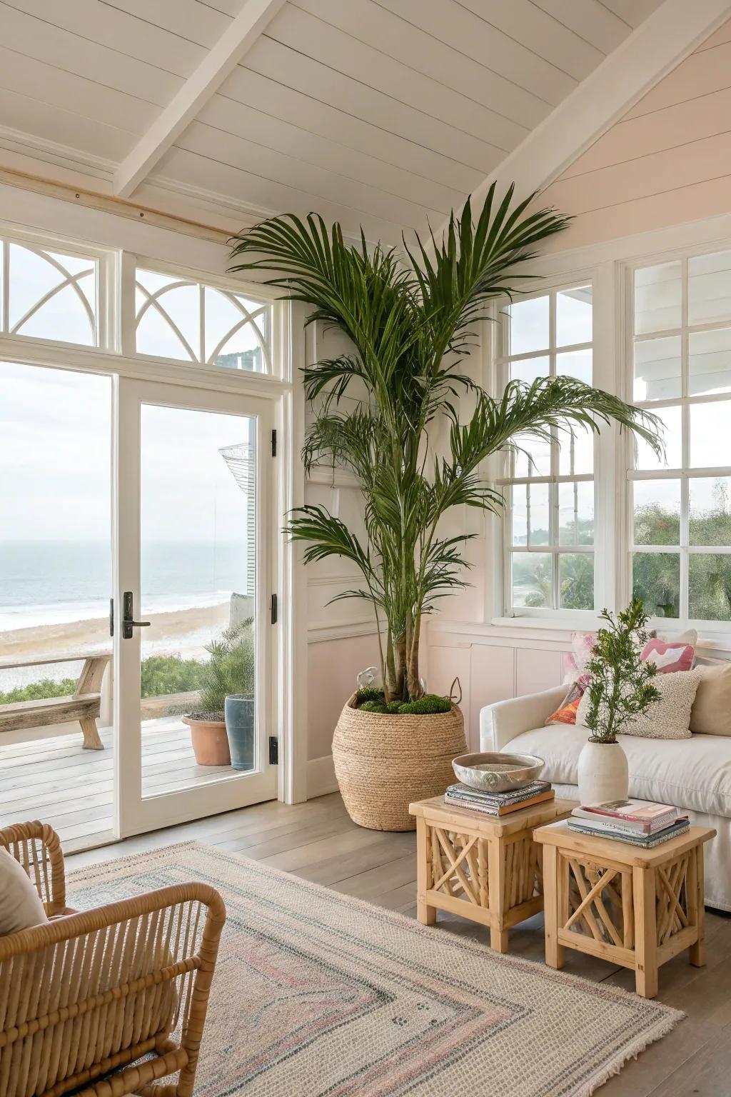 Greenery brings a fresh feel to coastal decor.