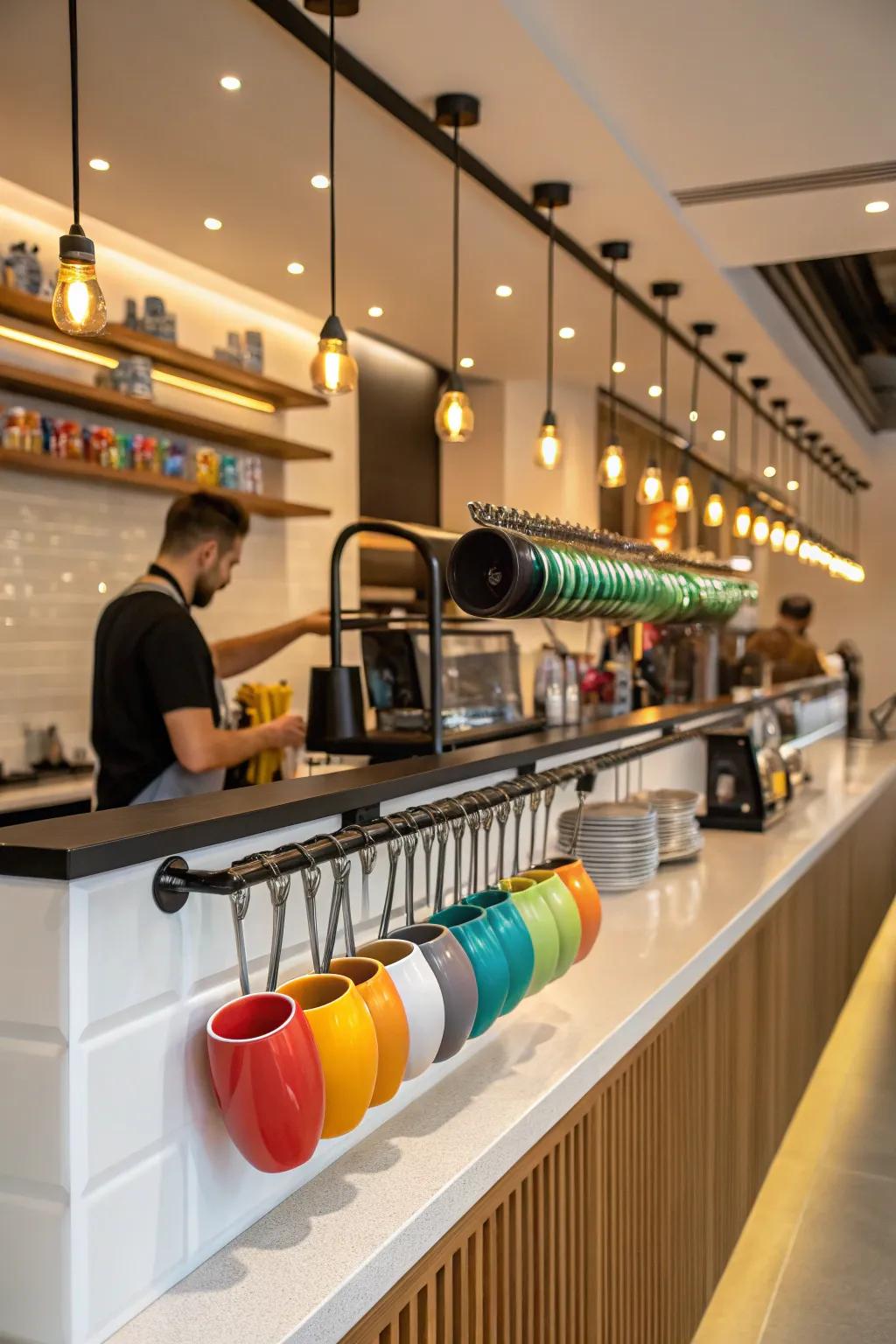 A rod system for a coordinated coffee bar.