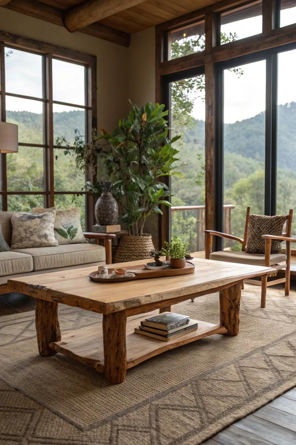 Raw timber introduces natural beauty and warmth to your decor.
