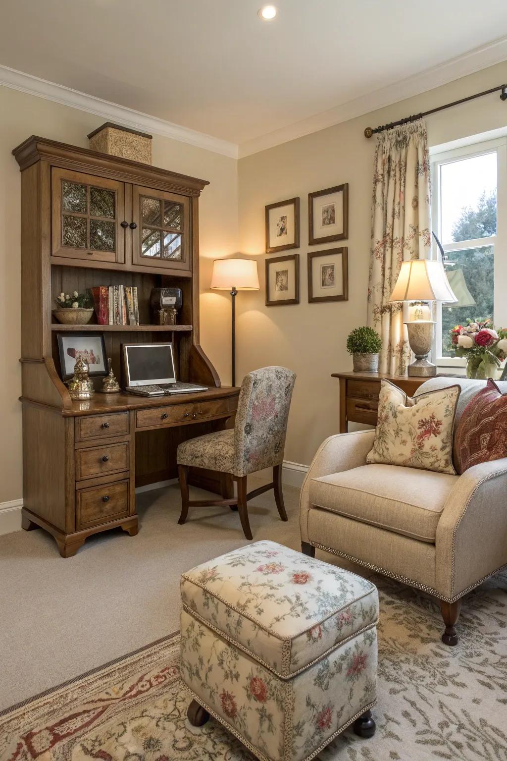Stylishly combine your workspace and living area for a cohesive look.