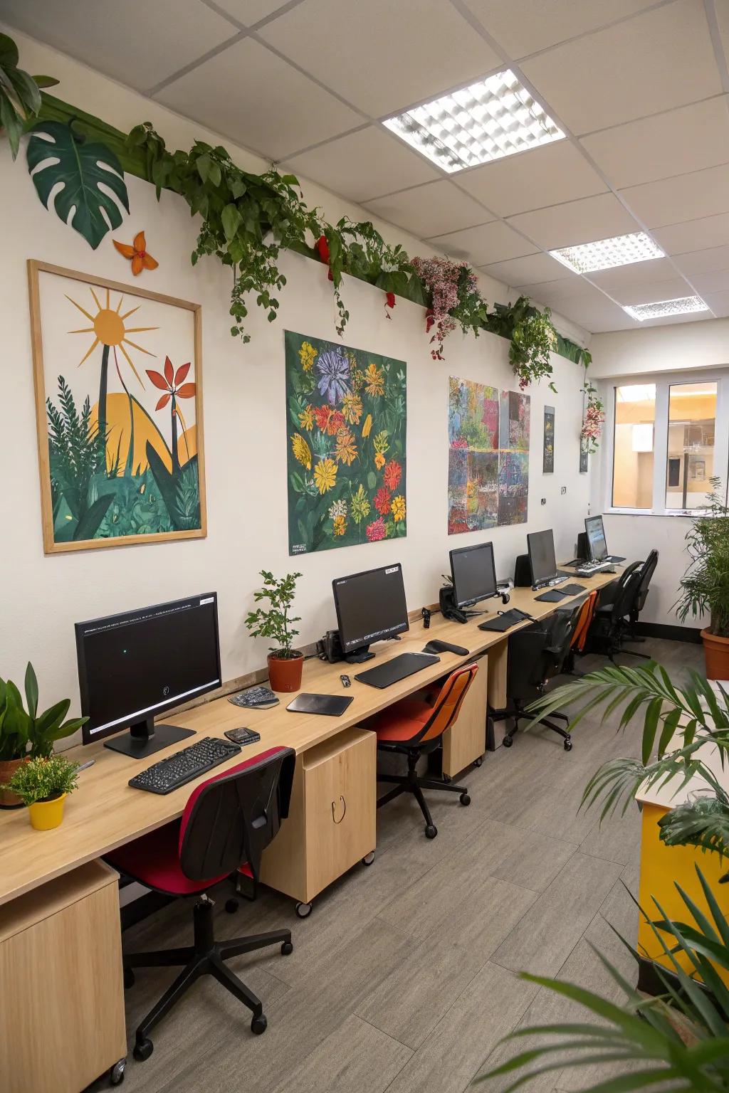 A personalized computer room enhanced with decorative elements.