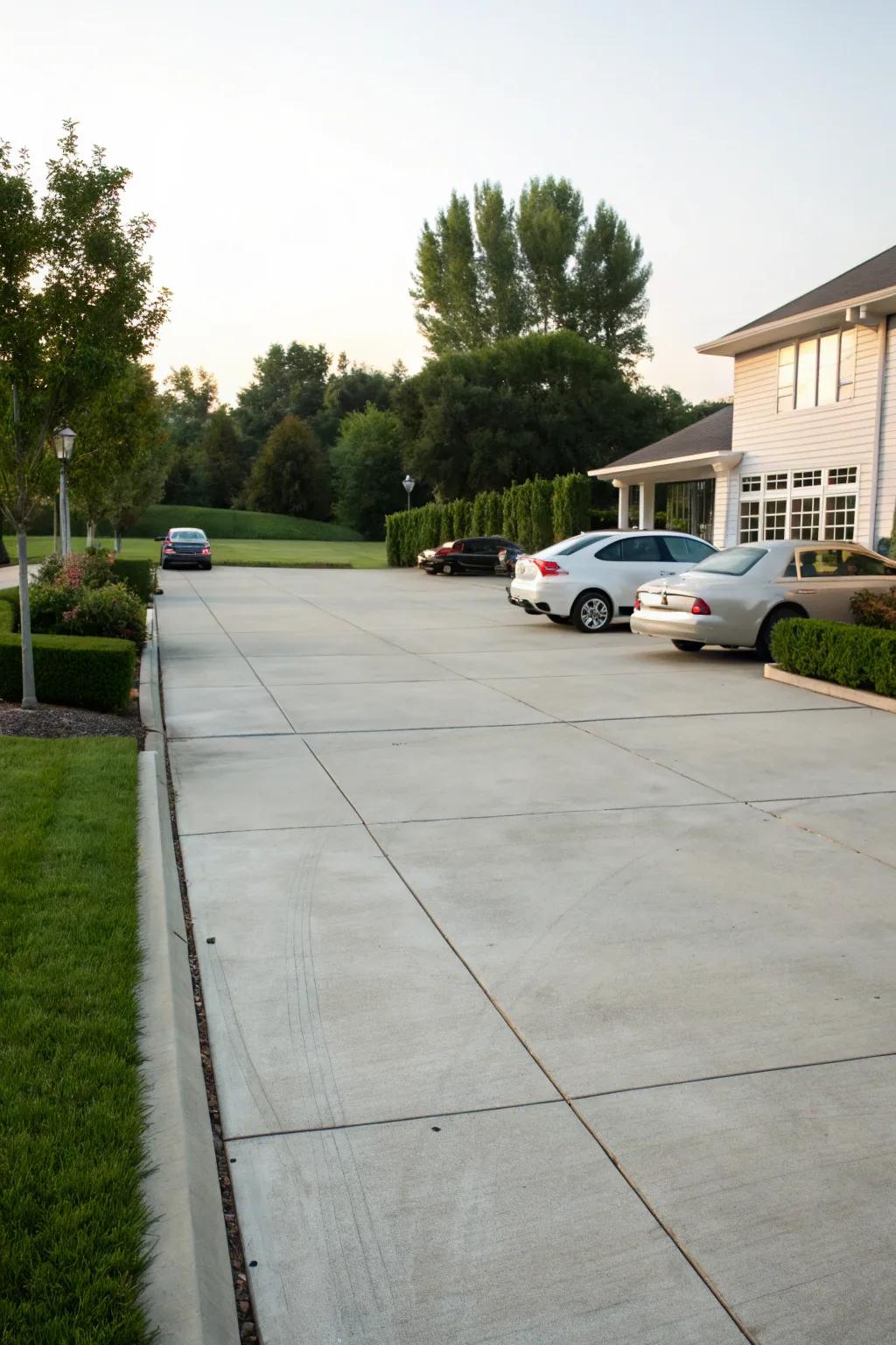 A wide driveway that unifies practicality with stunning curb appeal.