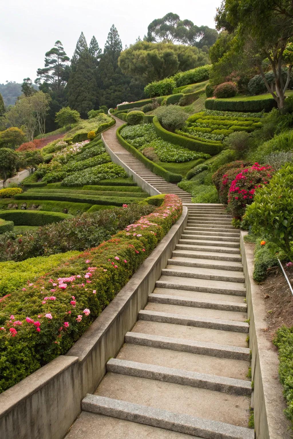 Add dimension with steps and elevation changes.