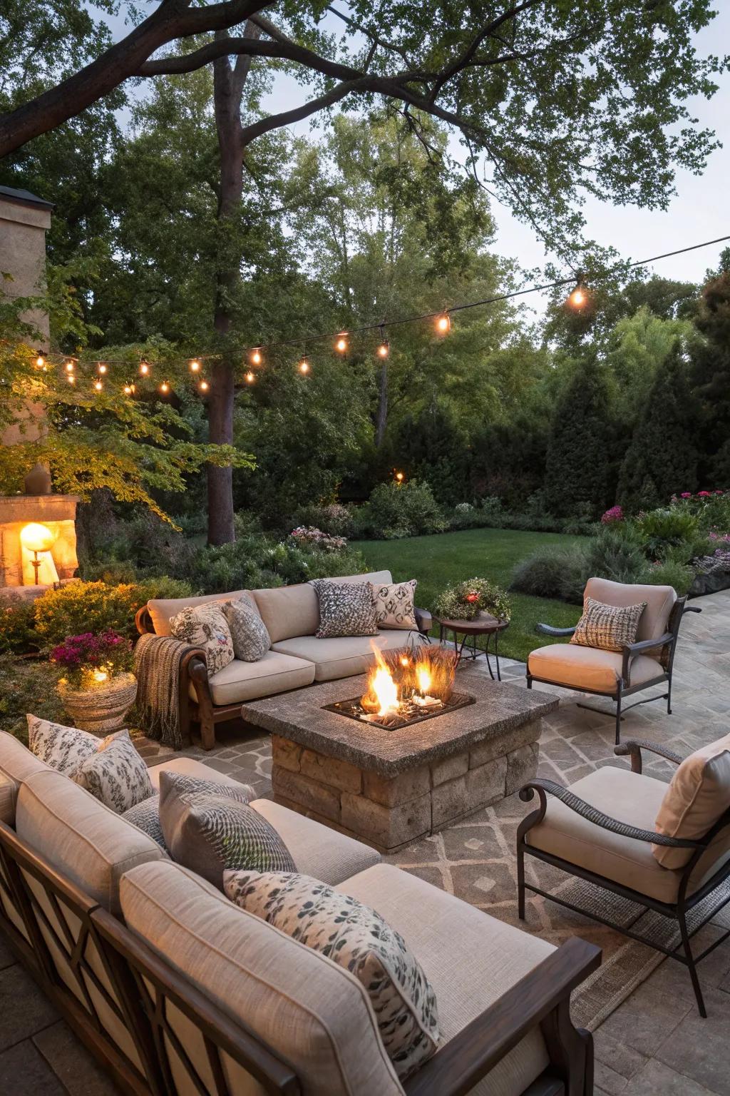 Design an inviting outdoor space for all seasons.