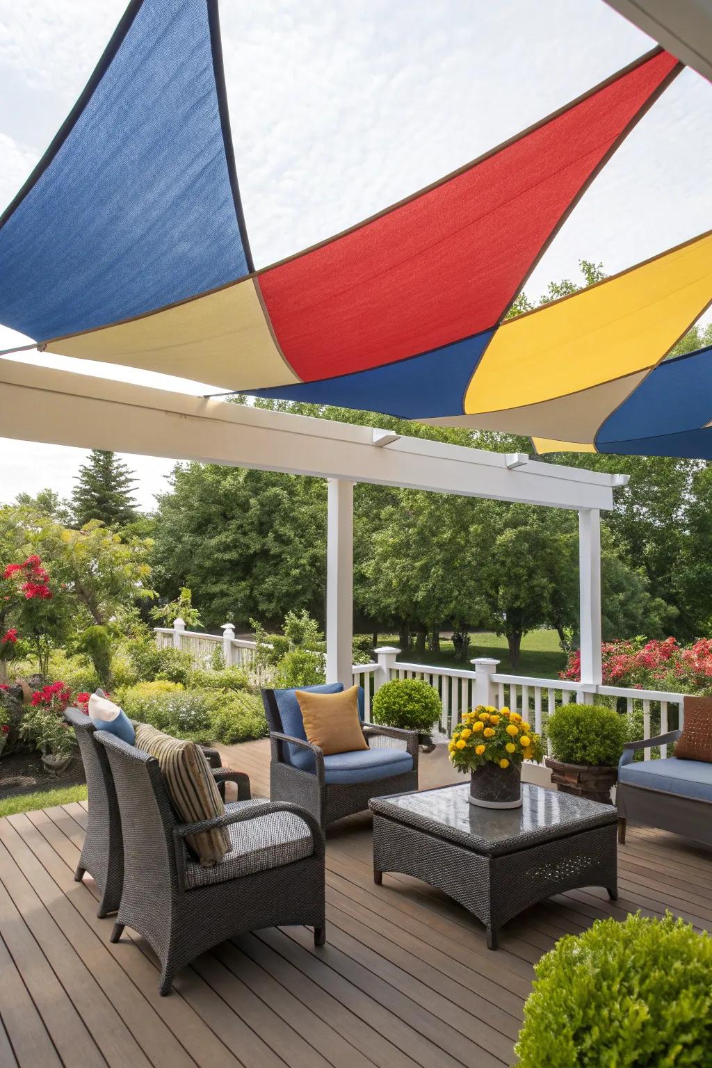 Sun sails add a modern, artistic touch to your deck with versatile shade options.