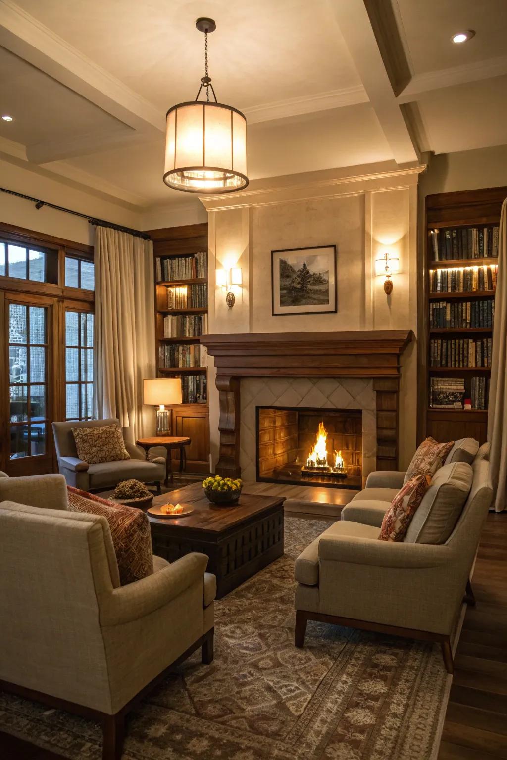 A fireplace serves as a warm and inviting focal point in any room.