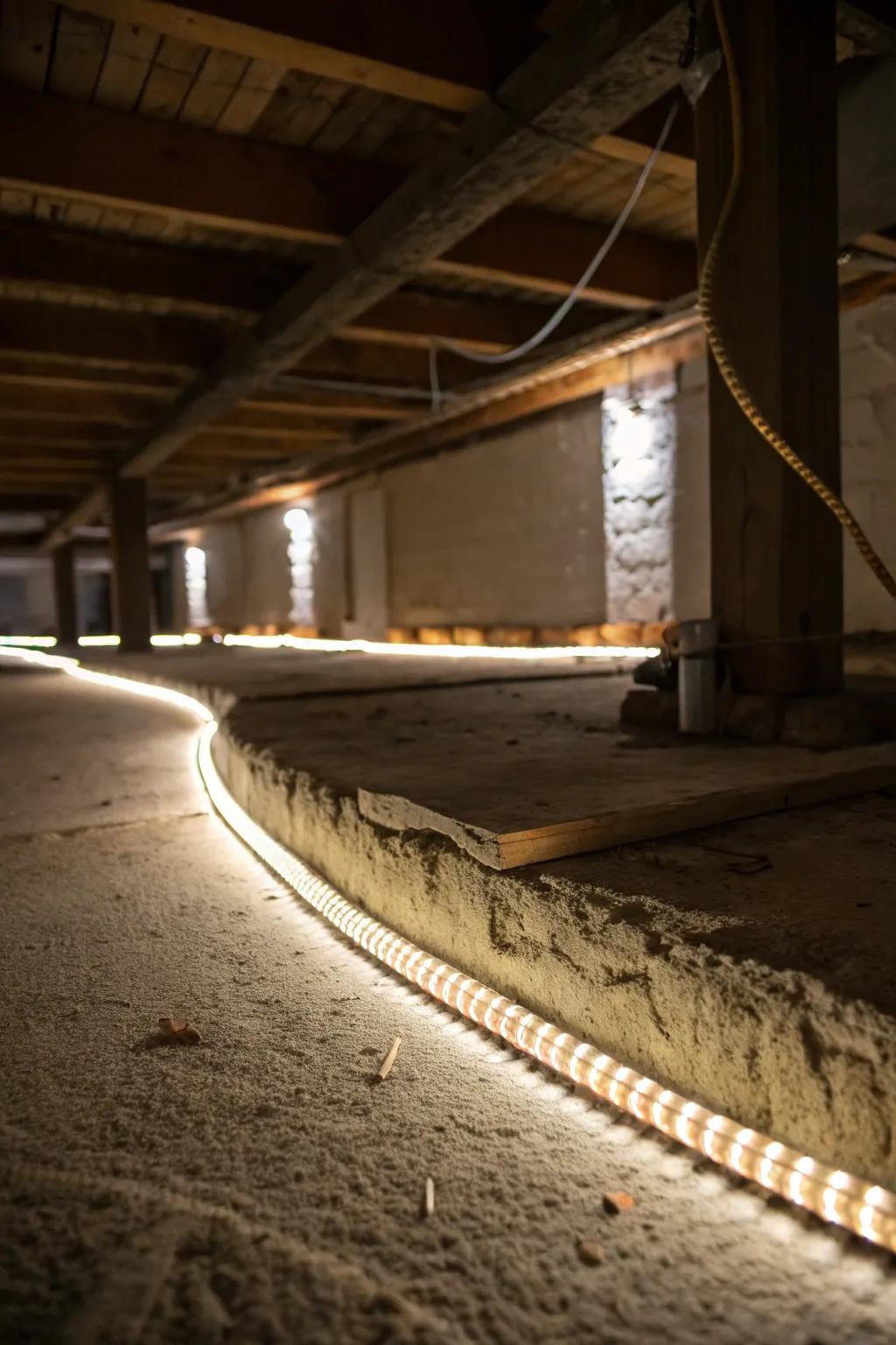 Improve your crawl space via flexible cord illumination.