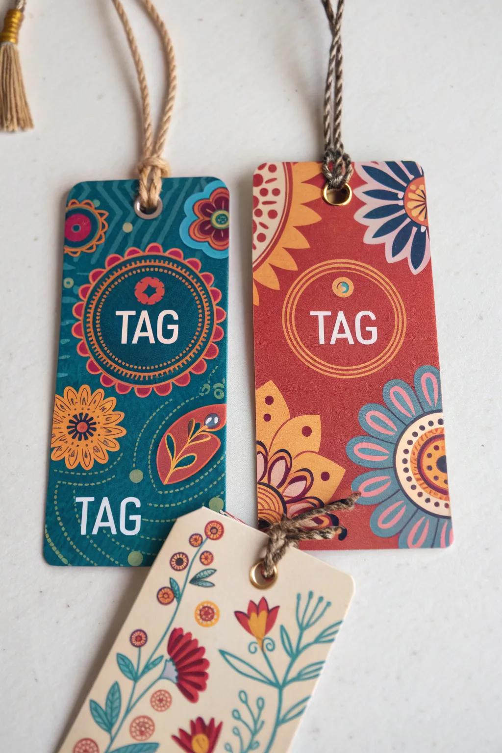 Hang tags featuring beautiful illustrations that capture the essence of the brand.