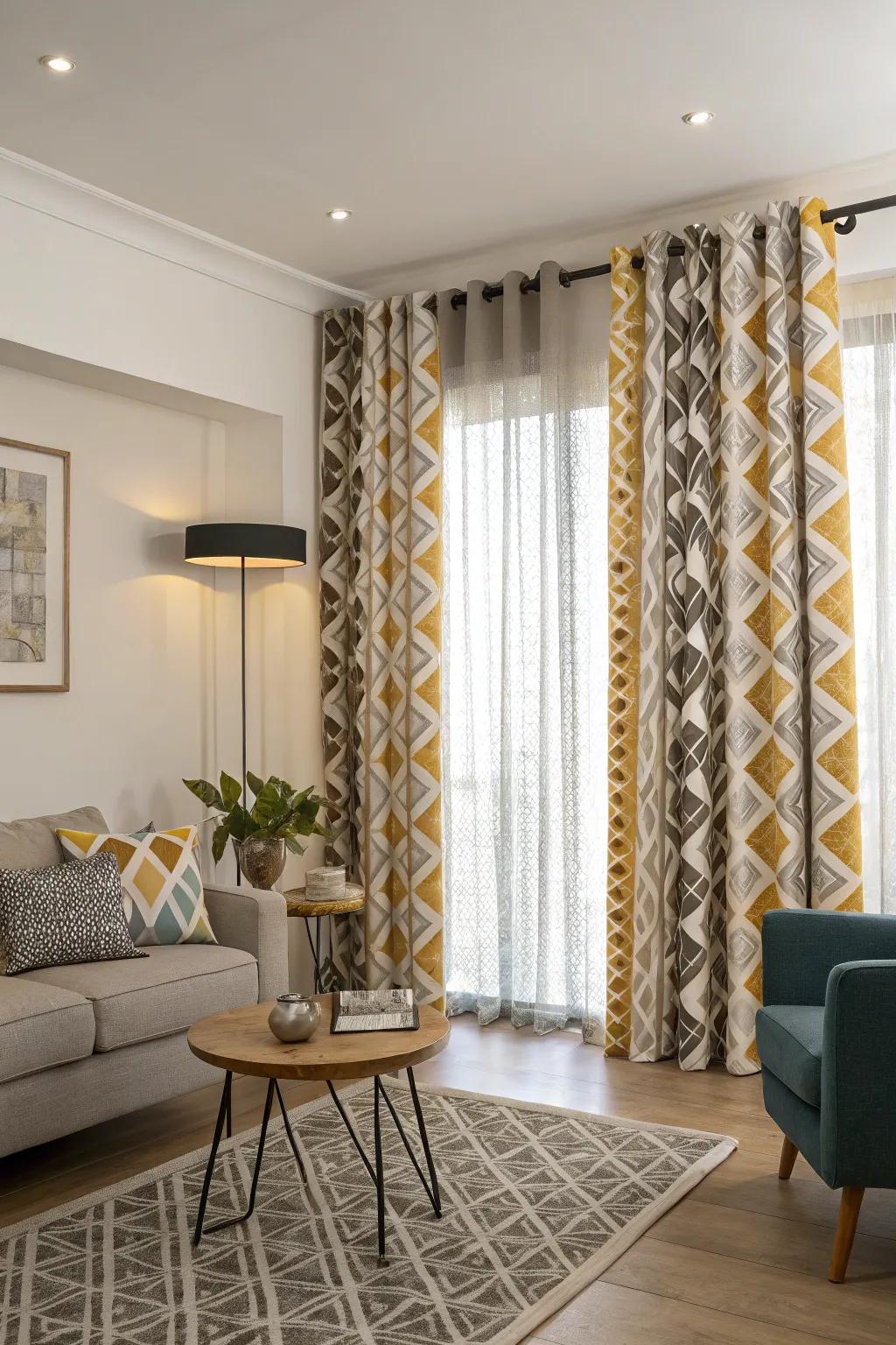 Patterned window coverings inject visual charm into any setting.