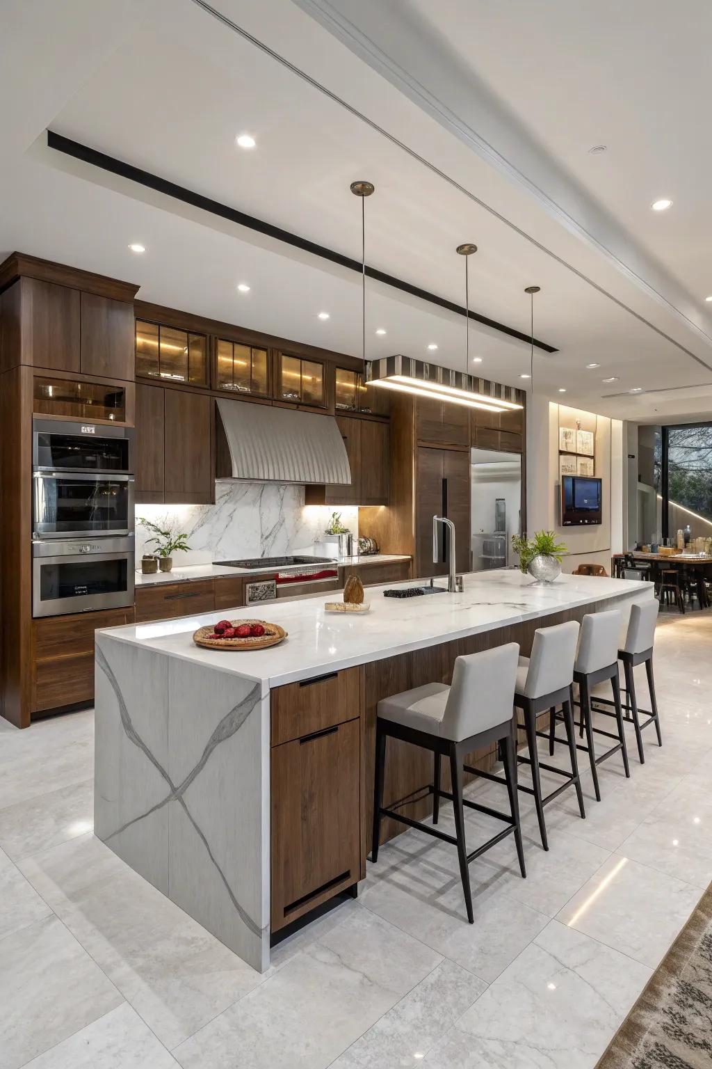 Bespoke culinary island serving as a flexible hub for cooking and socializing