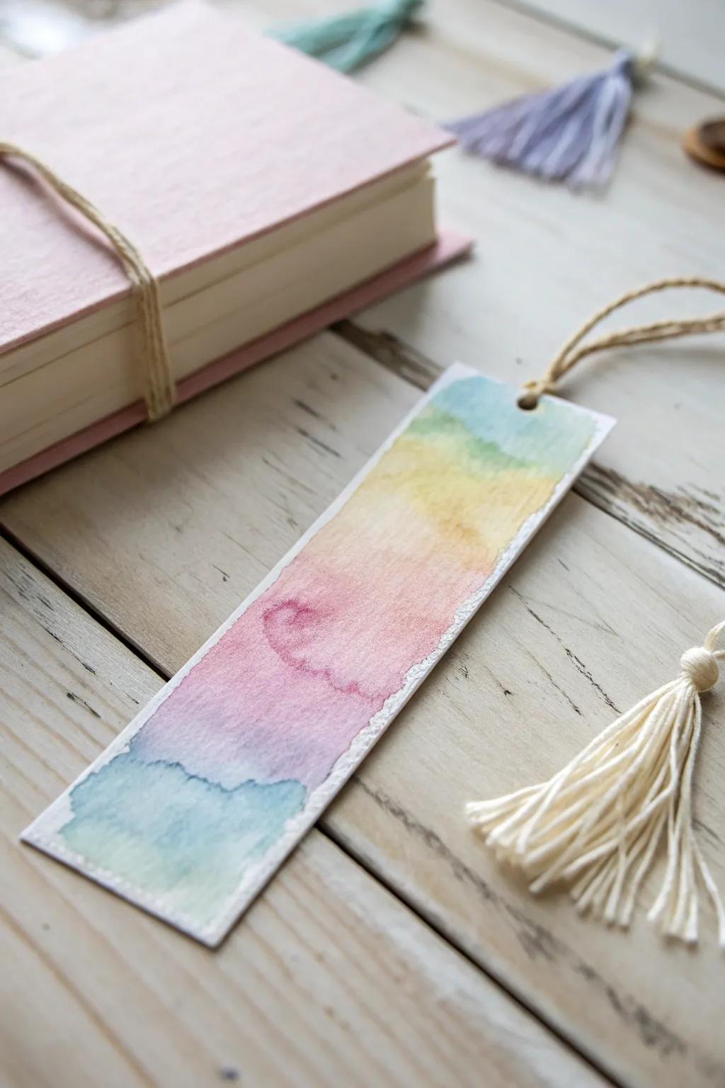 Dive into the serene beauty of liquid color visions with this handcrafted bookmark.