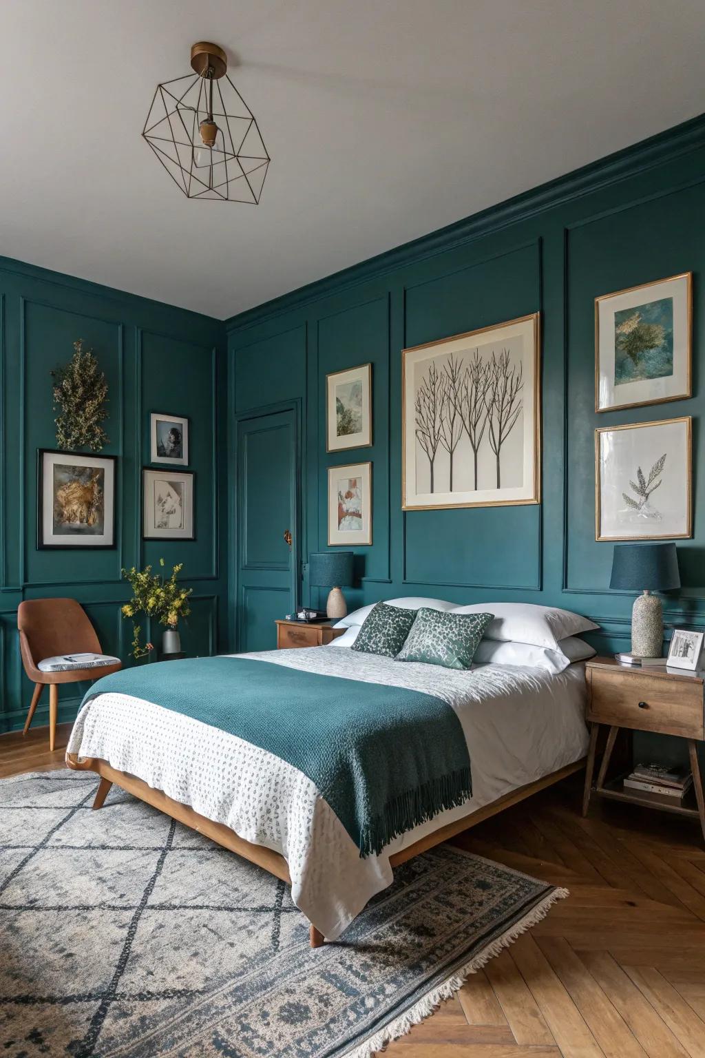 Art adds a unique, creative accent to your bedroom.