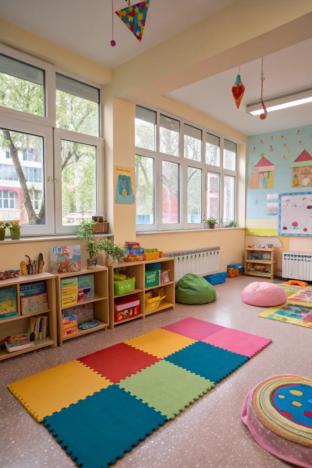 Rugs and mats that are both vibrant and delicate, offering comfort and safety.