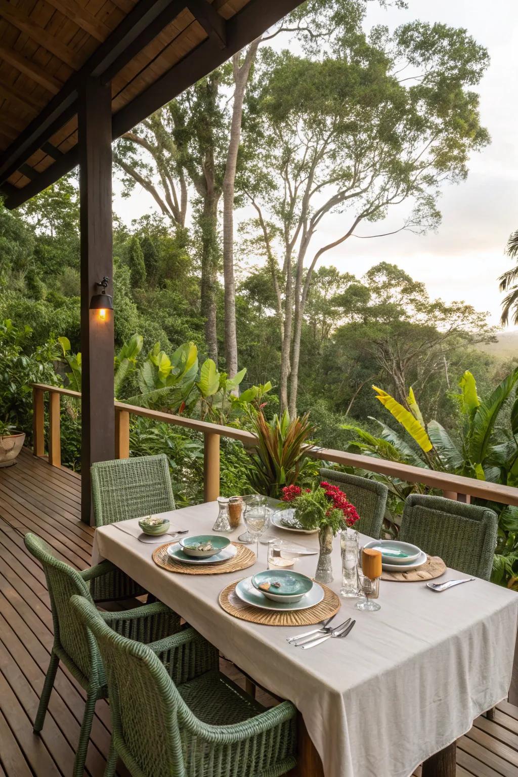 Create a charming dining area for meals outdoors.