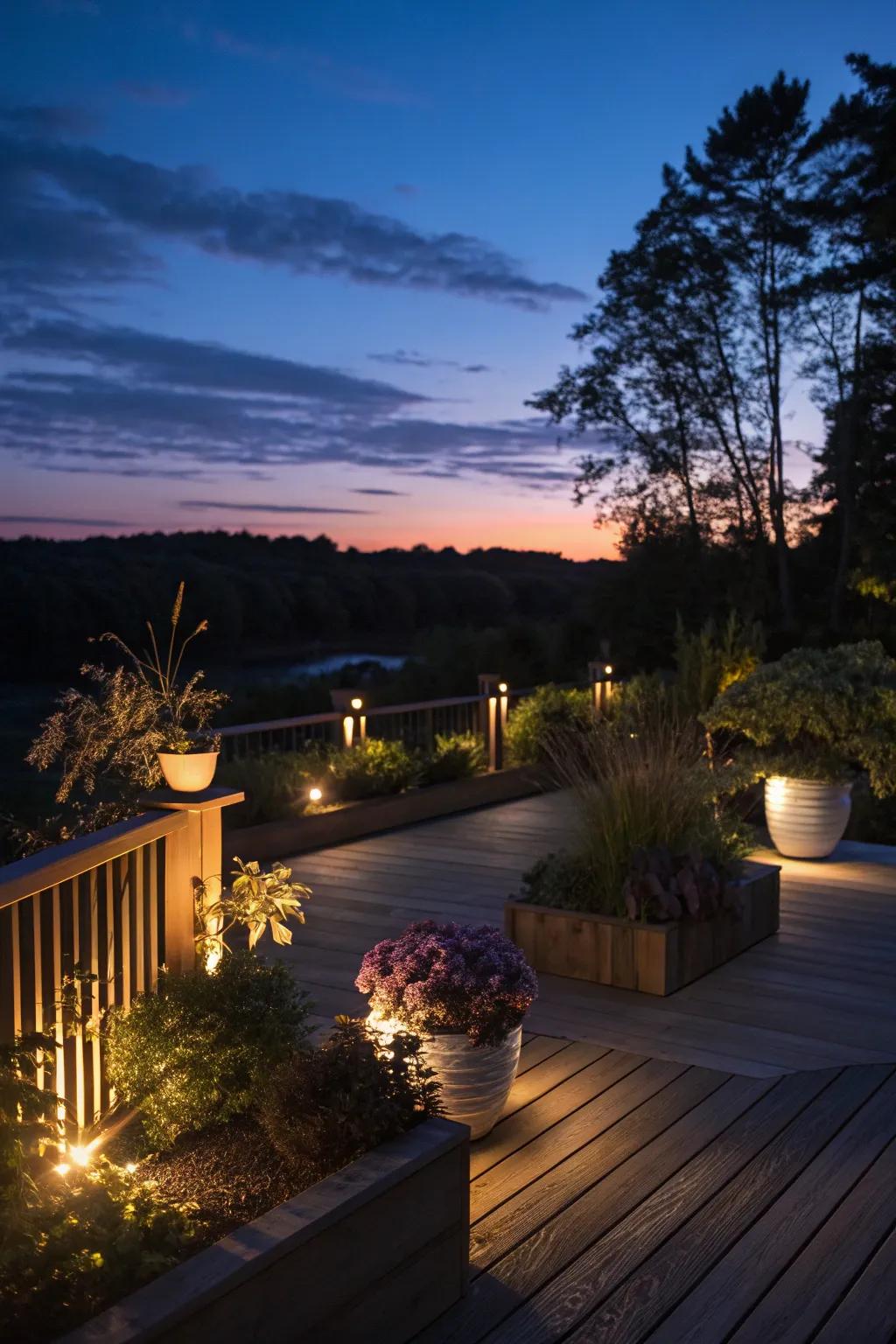 Lighting enhances the ambiance and highlights plant beauty.