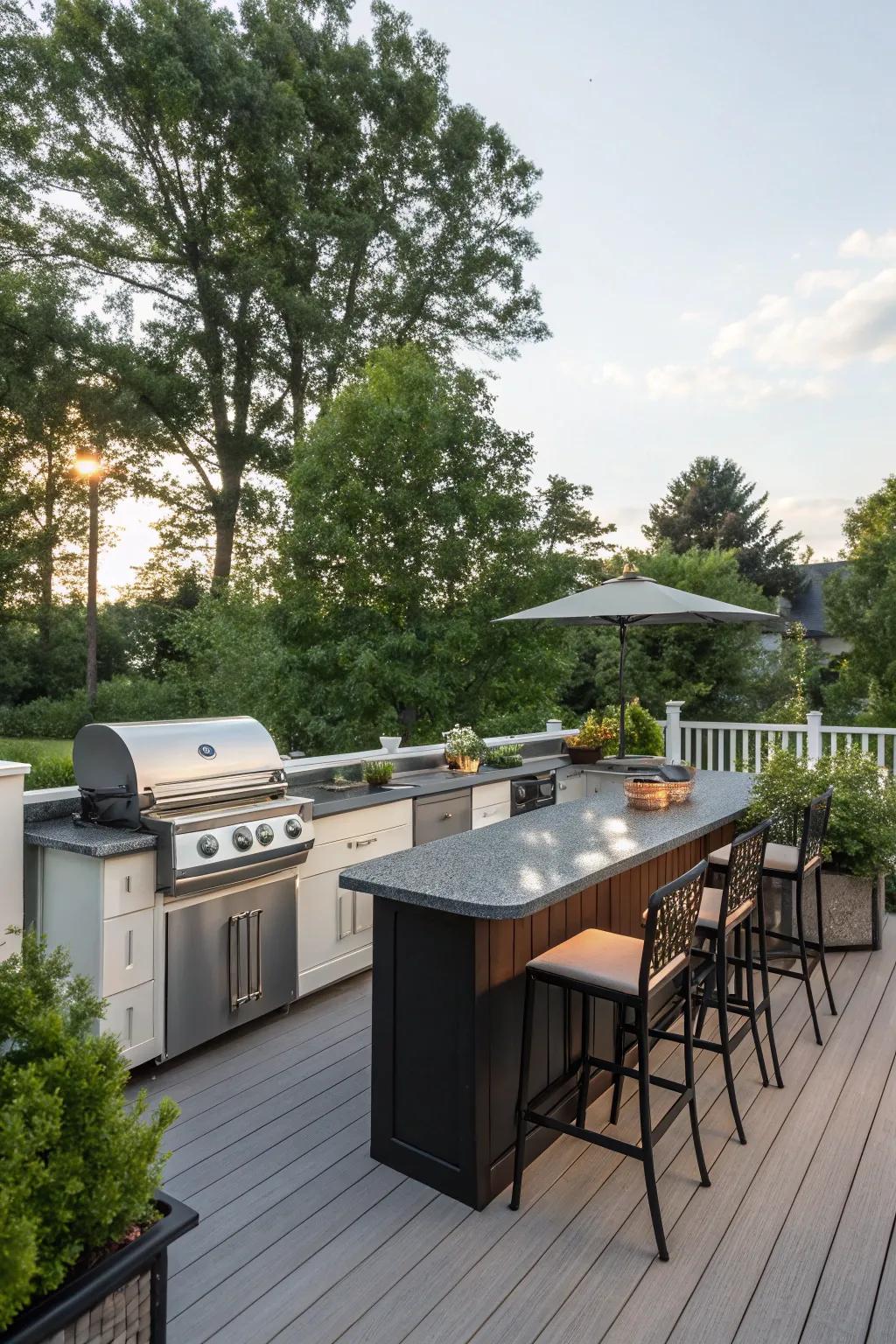 An outdoor cooking area transforms your deck into a foodie destination.