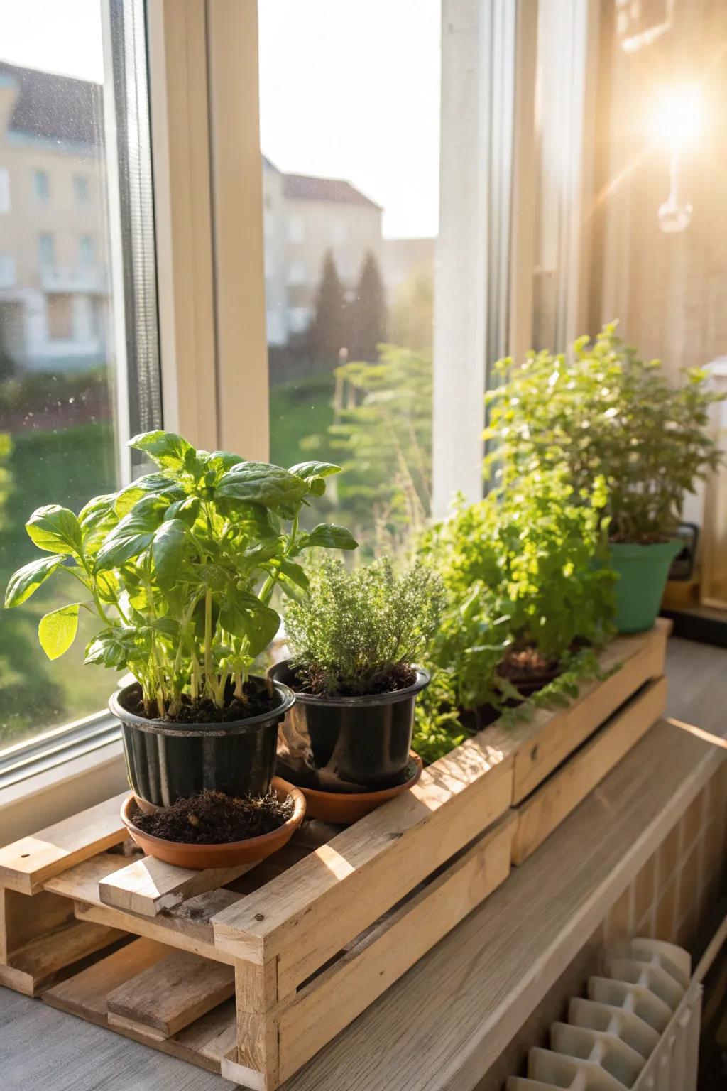 Delight in fresh herbs in your own pallet garden.