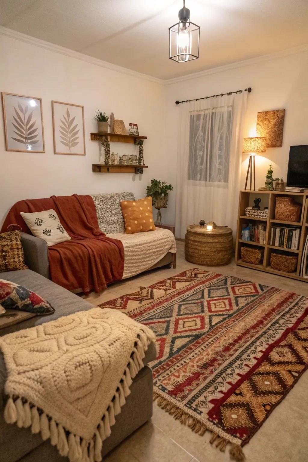 Varied textures create a cozy and inviting atmosphere.