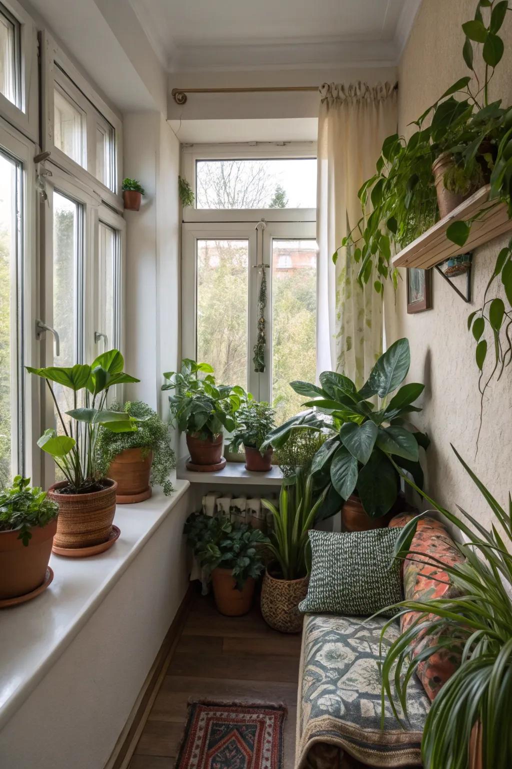 Greenery introduces life and freshness to compact spaces.