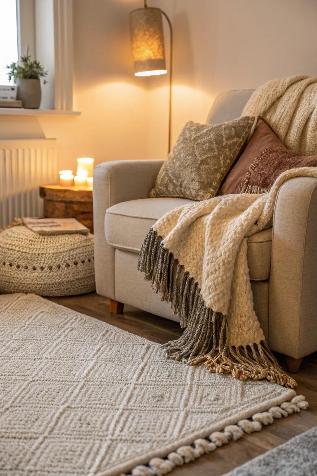 Textiles enrich any corner with warmth and style.