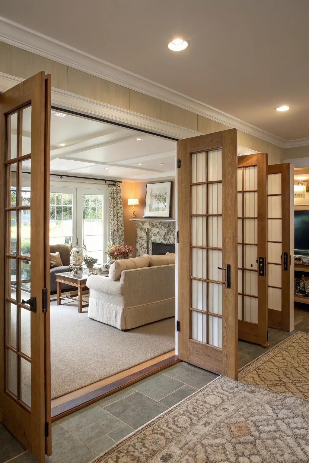 Room dividers allow for flexible space utilization.