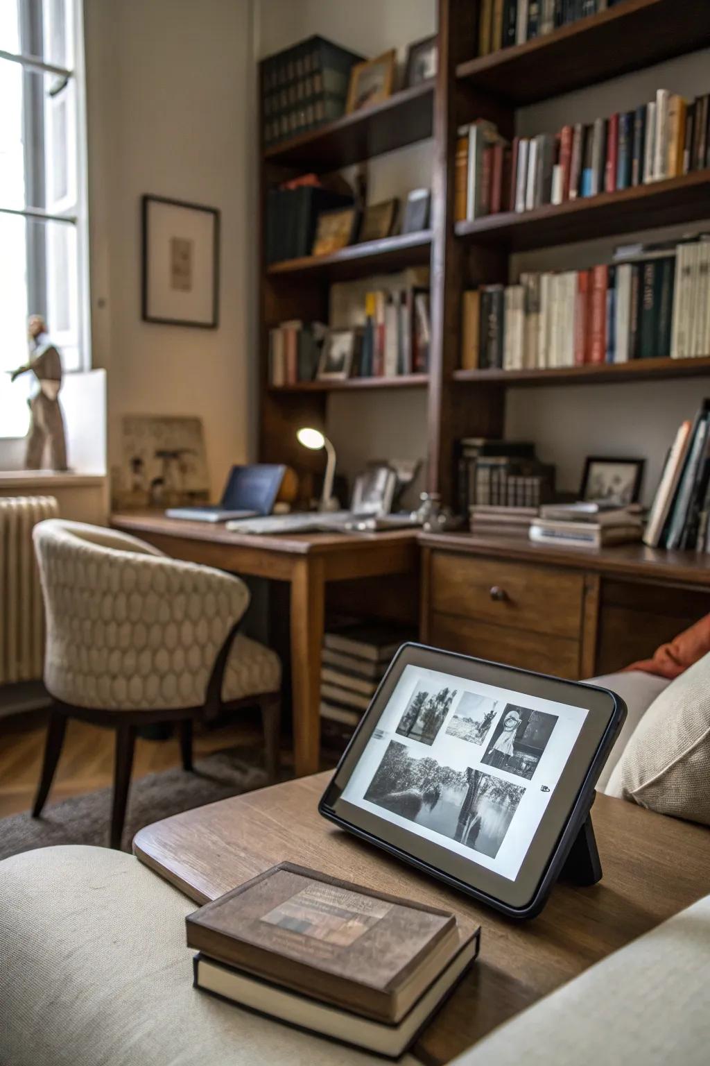 A digital display elevates a themed decor.