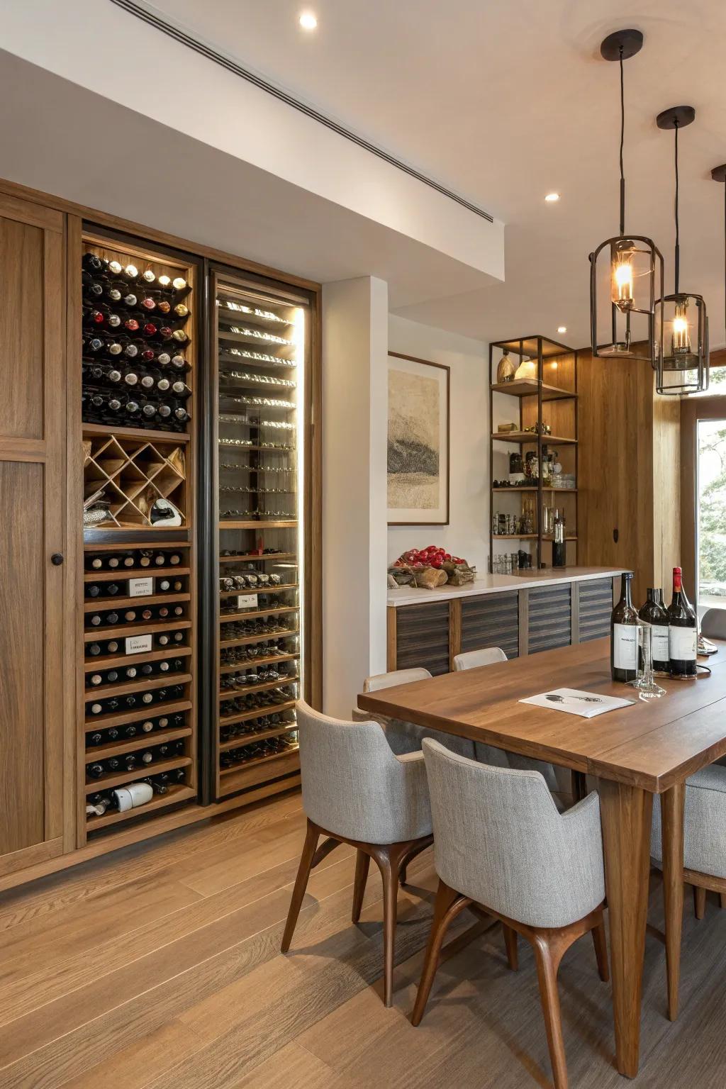 Built-in bottle storage showcase your collection beautifully.