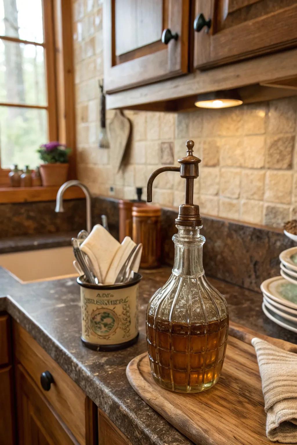 Vintage oil cruets evoke nostalgia and style.