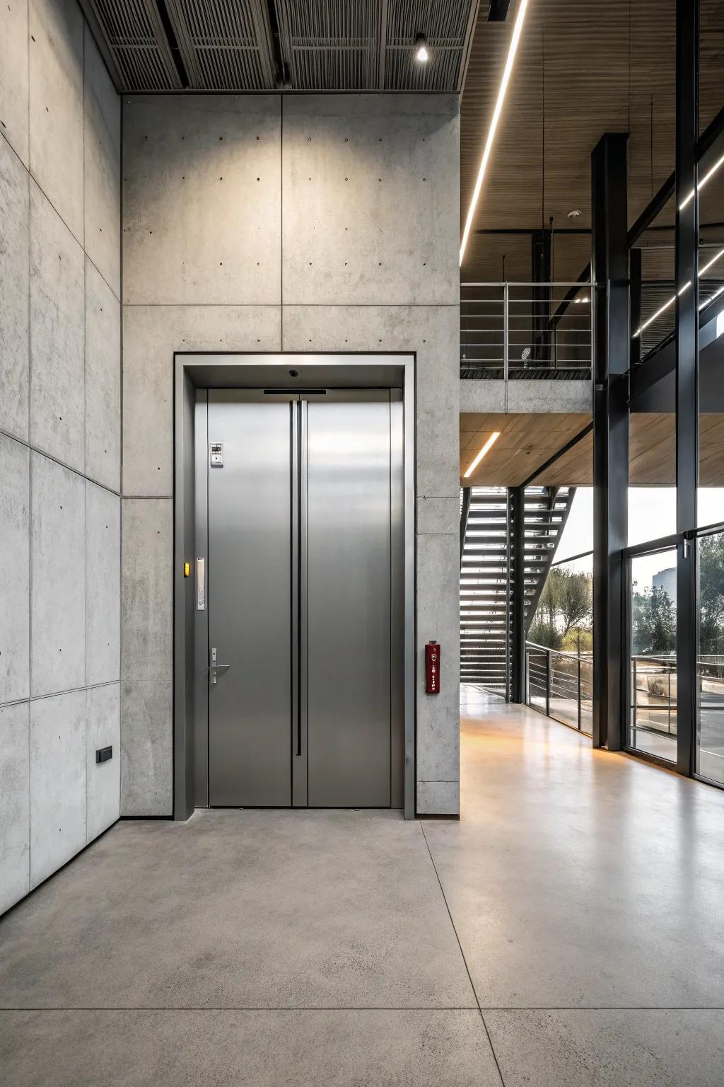 Realize a sleek industrial design using contemporary metal doors.