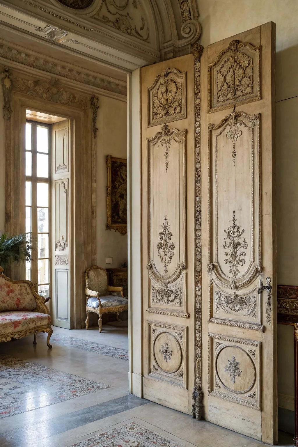 Showcase unique character with antique doors.
