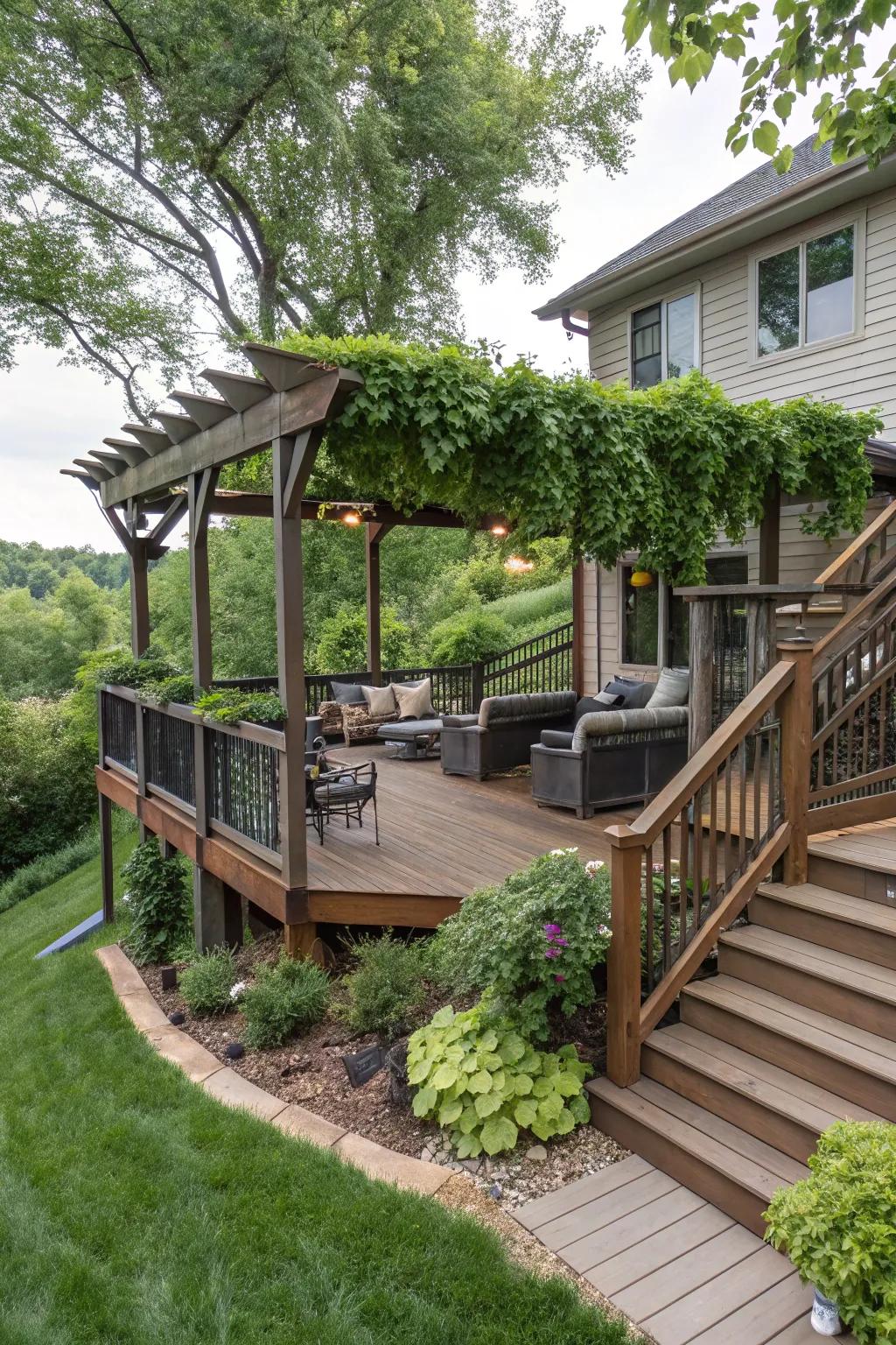 Platforms and extensions maximize views and offer enjoyable outdoor living spaces.