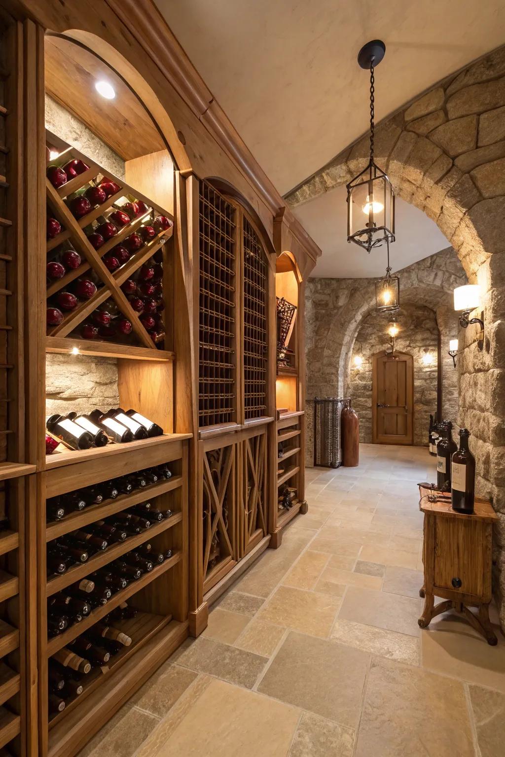 A sophisticated alcohol storage cellar for the connoisseur.
