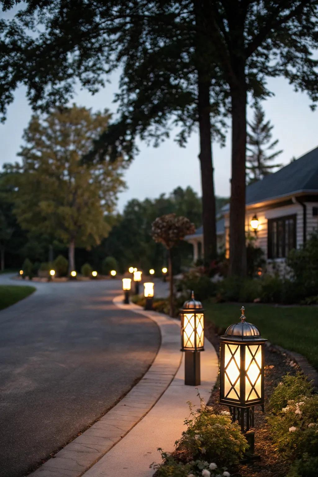 Decorative lighting establishes a secure and captivating nighttime ambiance.