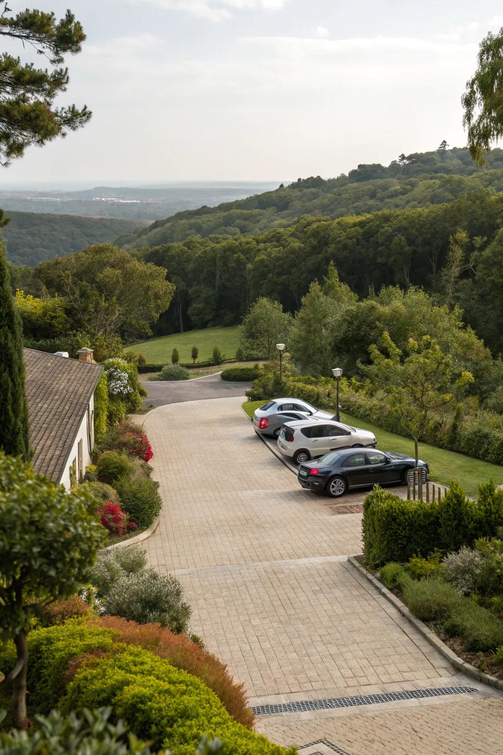 Seamless multi-vehicle parking zone enhancing driveway functionality.